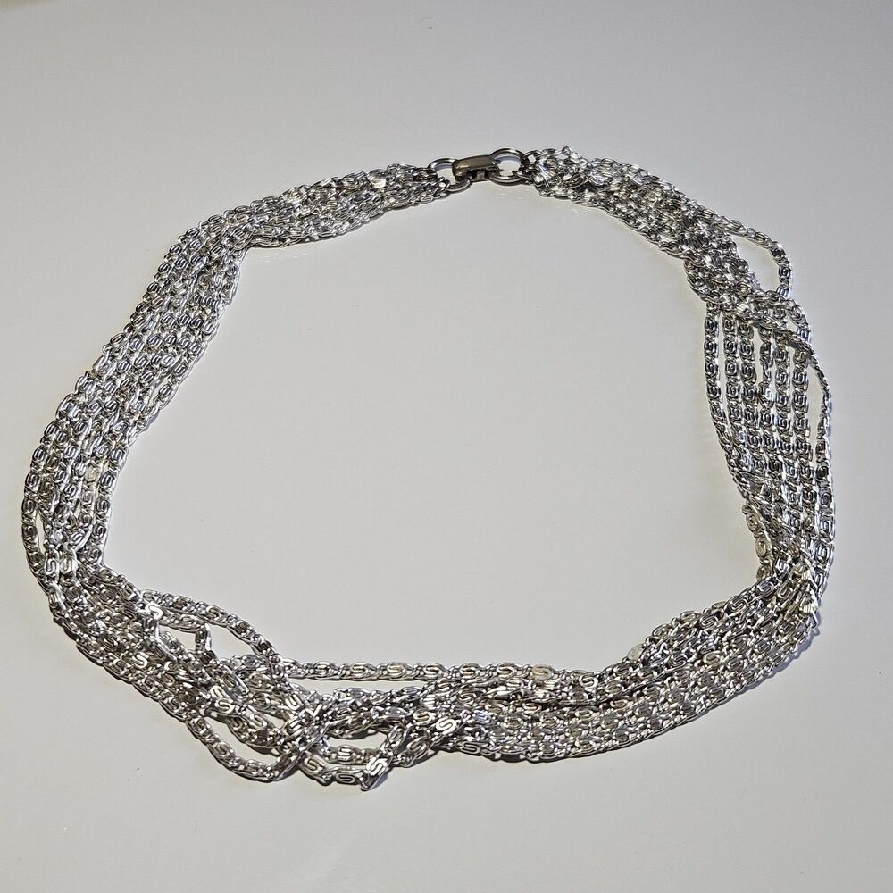 Vintage Sarah Coventry Multi Strand S-Link Silver Tone Necklace 15.5" 1960s - Picture 14 of 14